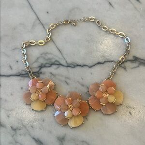 SUPER GLAM Peach Blossom Quartz & Rhinestone Statement Necklace